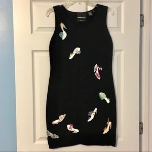 Vintage Michael Simon Beaded Shoe Themed Knit Sleeveless Sweater Dress P/P